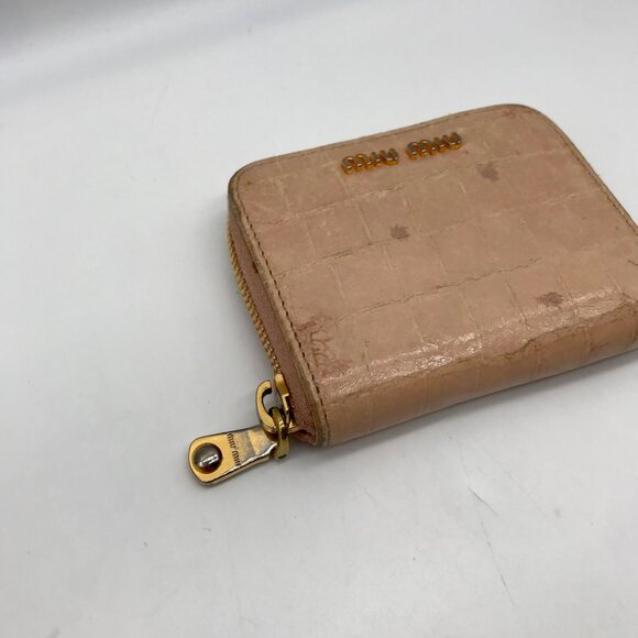 Mui Mui Beige Crocodile Print Bi-Fold Wallet - Picture 7 of 11